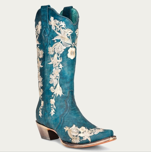 Corral A4361 Women's Navy Floral Embroidered Cowgirl Boots Size 5 - Picture 13 of 16